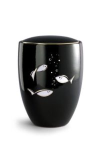 Keramik – tiefschwarz Fische